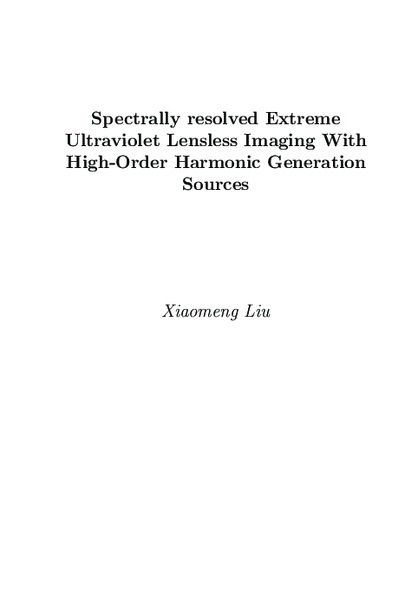 Cover of Spectrally resolved Extreme Ultraviolet Lensless Imaging With High-Order Harmonic Generation Sources