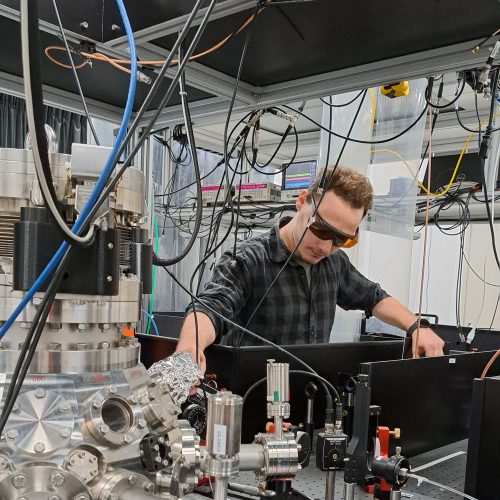 Mikheil Kharbedia working in the lab.