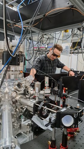 Mikheil Kharbedia working in the lab.